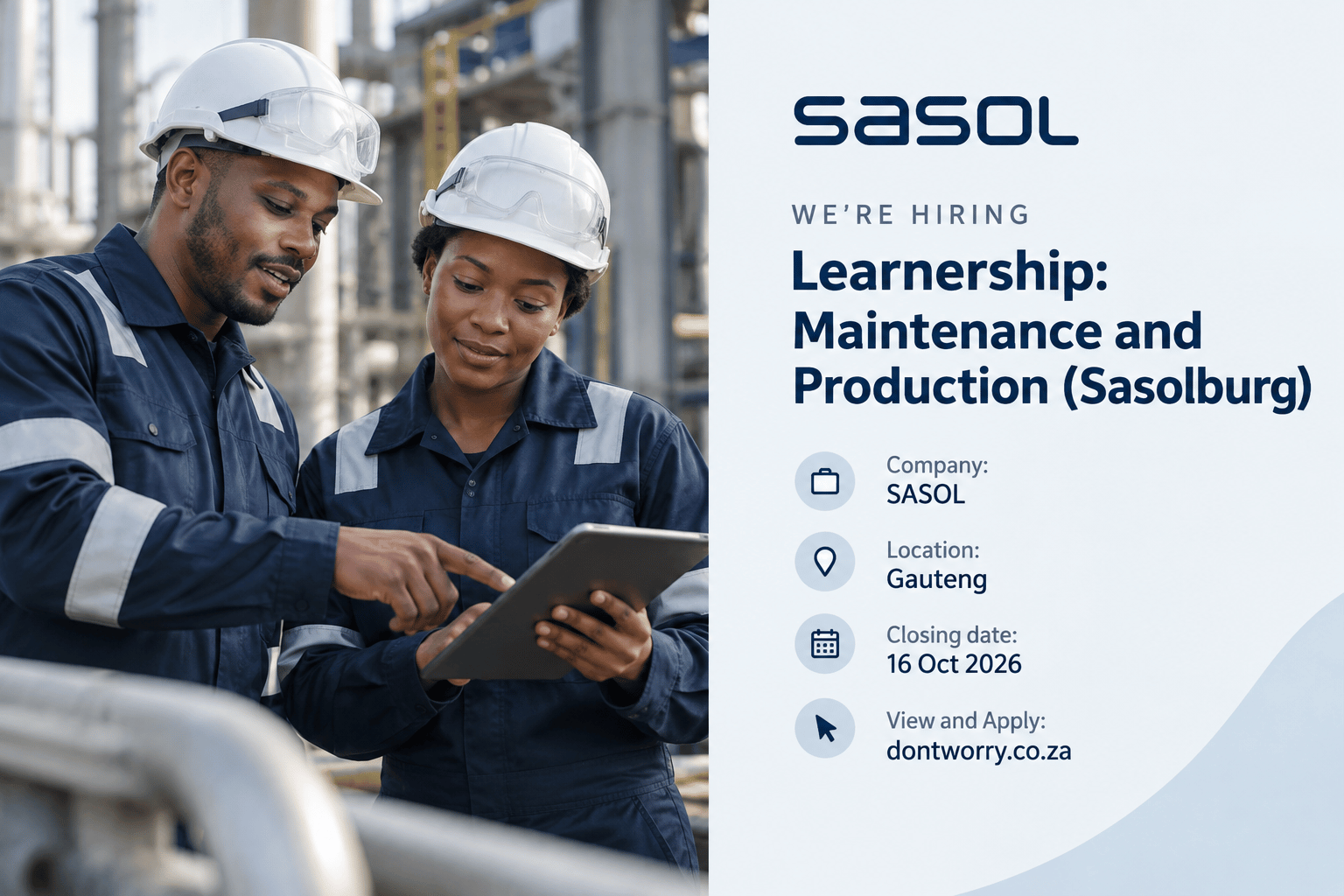 Sasol's Learnership program in Maintenance and Production