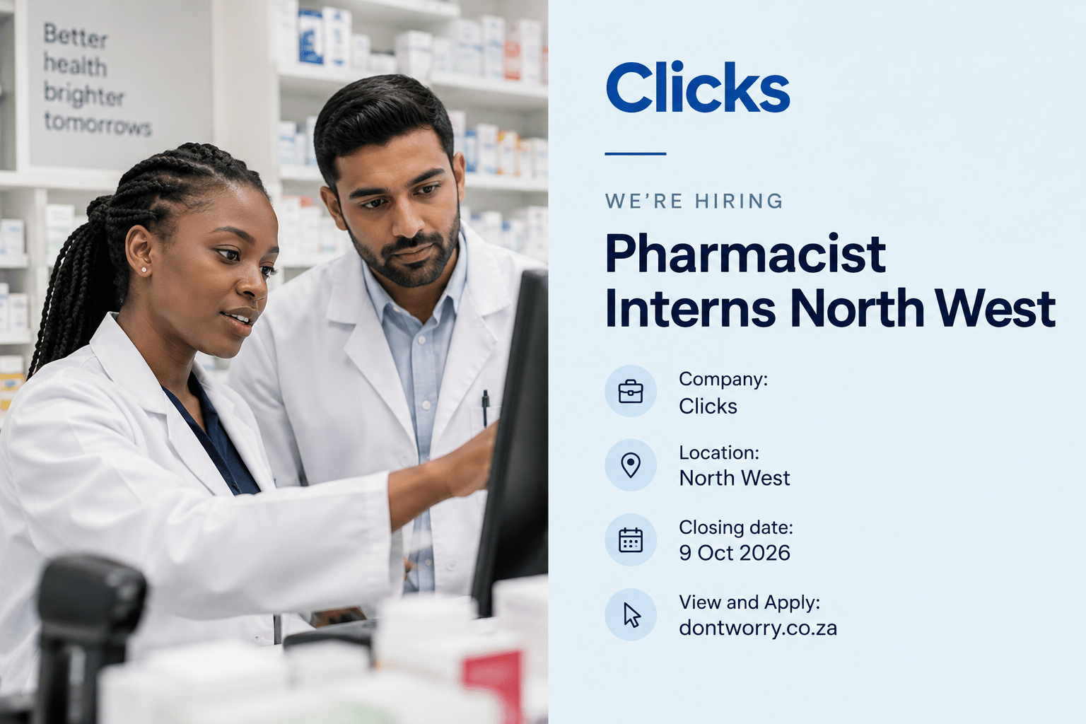 Pharmacist Intern engaging with customers at a pharmacy.