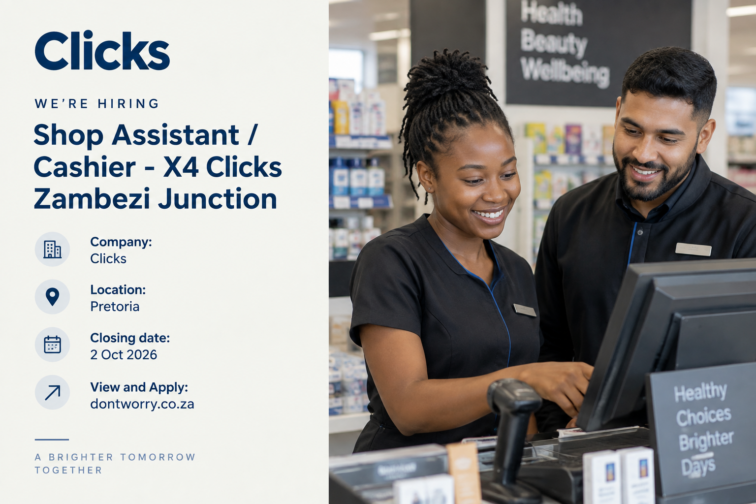 Shop Assistant serving customers at Clicks